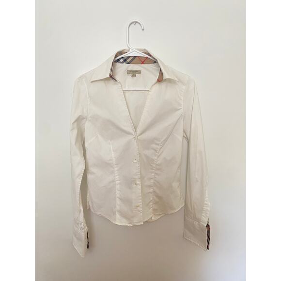 Vintage 90’s Fitted Burberry Button Up - Picture 1 of 5